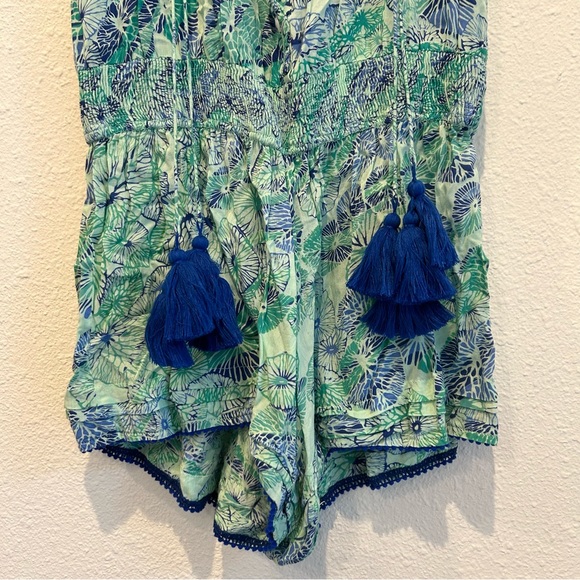 Poupette St. Barth Isma Romper in blue & green Sz. M - Picture 9 of 13